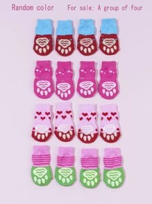 Calcetines Cálidos Y Antideslizantes Para Mascotas En Un Juego De Cuatro Colores Aleatorios. Los Calcetines Son Pequeños Y Adecuados Para Mascotas Pequeñas Y Medianas. (los Calcetines Para Mascotas Normalmente No Varían En Función Del Idioma) - Multicolor - Ver 4