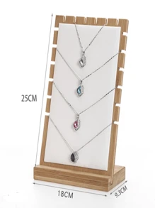 Exhibidor De Cadenas Collar 6 Piezas En Madera Joyería - Blanco - Ver 3