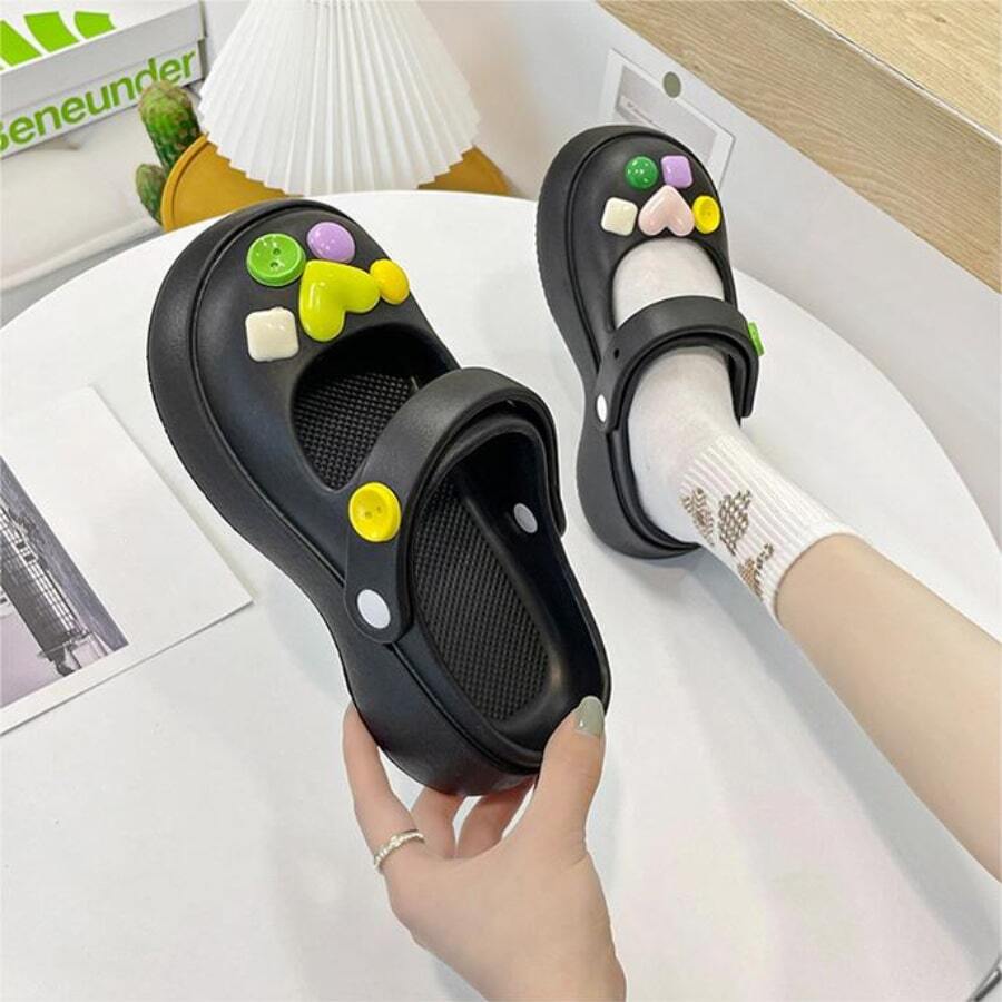 Giày thạch đá quý dành cho nữ, Giày đế bằng chống trượt mới mùa hè, Giày làm việc của y tá và dép đi biển, Đế dày, Chống trơn trượt, Thích hợp để mặc ngoài trời & trong nhà, giản dị và hợp thời trang - Hồng - Xem 1