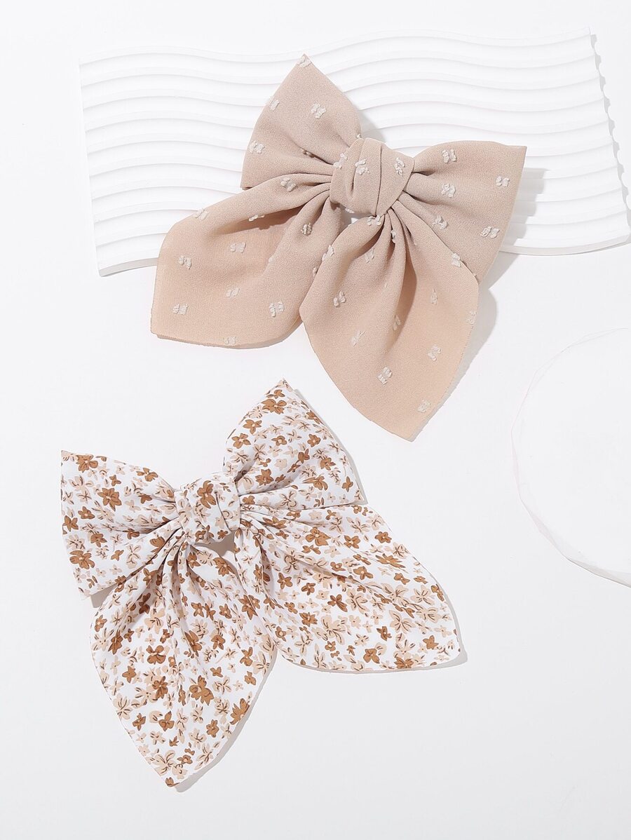 2个蝴蝶结造型时尚百搭日常发夹，可爱蝴蝶结情人节礼物，发饰，发卡，爪夹，学生用品，优雅，学院风，女士冬季穿搭，蝴蝶结，发夹 - 彩色 - 查看 1