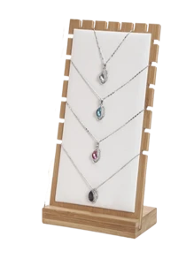 Exhibidor De Cadenas Collar 6 Piezas En Madera Joyería - Blanco - Ver 1