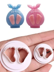 2 pièces Moule en forme de pieds de bébé 3D Moule à biscuits en pâte à sucre au chocolat DIY Ustensile de cuisson Outils de décoration de gâteau artisanal