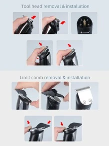 6合1可充電理髮器鈦理髮器電動剃鬚刀鬍鬚修剪工具男士造型工具剃須機器 - 黑色 - 查看 11