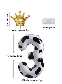 Bóng bay họa tiết bò 40 inch màu lá kim loại số có vương miện 1 2 3 4 5 6 7 chủ đề trang trí tiệc sinh nhật trang trại động vật vật dụng trang trí trở lại trường ngày lễ tình nhân - Nhiều màu - Xem 2