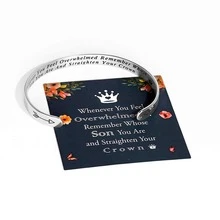 Gifts For Son, Inspirational Bracelet For Son Cuff Bracelet Personalized Jewelry Bracelet For Son Boys Son Gifts From Mom Graduation Gifts For Him Son Bracelet For Men Birthday Gifts For Son Father Day Gifts For Men - Bạc - Xem 2
