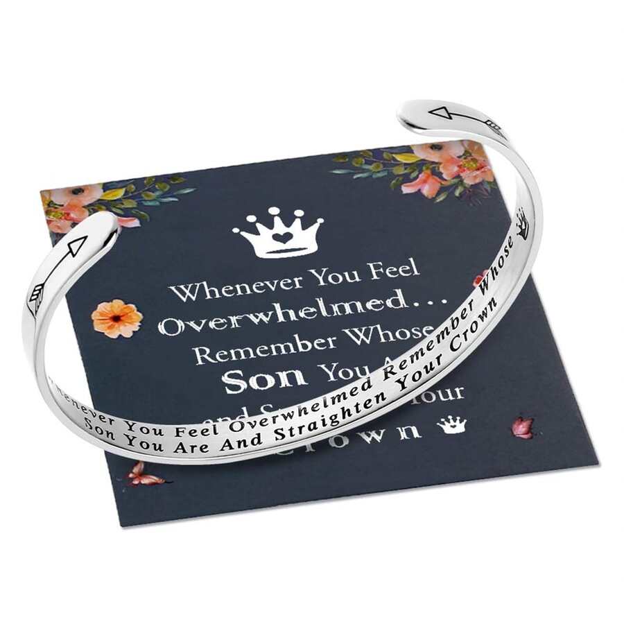 Gifts For Son, Inspirational Bracelet For Son Cuff Bracelet Personalized Jewelry Bracelet For Son Boys Son Gifts From Mom Graduation Gifts For Him Son Bracelet For Men Birthday Gifts For Son Father Day Gifts For Men - Bạc - Xem 1