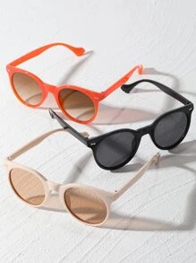 3pcs Oval Shaped Fashion Glasses - Multicolor - View 3