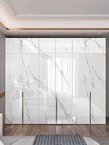 1pc White Marble Kitchen Stove Film Waterproof Self-Adhesive Kitchen Oil-Proof Sticker Cabinet Desktop Protection Refurbishment Film Furniture Renovation Marble Film Self-Adhesive Wallpaper, Stickers, Wall Decal, Vinyl Decal For Home Decorations, Spring Decoration Items Refresh Your Home, Rama Decoration Stickers Gifts Birthday Graduation - White - View 3