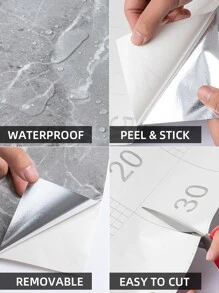 1pc White Marble Kitchen Stove Film Waterproof Self-Adhesive Kitchen Oil-Proof Sticker Cabinet Desktop Protection Refurbishment Film Furniture Renovation Marble Film Self-Adhesive Wallpaper, Stickers, Wall Decal, Vinyl Decal For Home Decorations, Spring Decoration Items Refresh Your Home, Rama Decoration Stickers Gifts Birthday Graduation - White - View 8