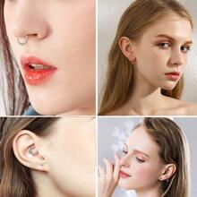 1入組16G萬聖節蝙蝠鼻環適用於和隔膜穿孔,不銹鋼箍鼻環隔膜鼻子穿孔首飾類耳環耳屏耳蝸耳環 - 銀色 - 查看 5