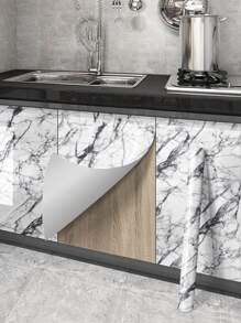 1張裂紋大理石廚房灶貼膜防水自粘廚房防油貼櫥櫃桌面保護翻新膜家具翻新大理石膜自粘壁紙 - 彩色 - 查看 5