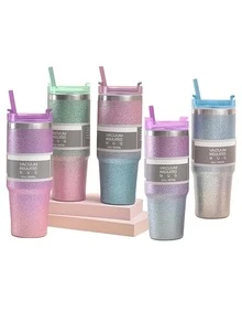 1pc Stainless Steel Insulated Bottle, Purple Vacuum Cup For Outdoor - Purple - View 4