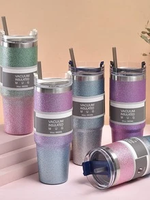 1pc Stainless Steel Insulated Bottle, Purple Vacuum Cup For Outdoor - Purple - View 6