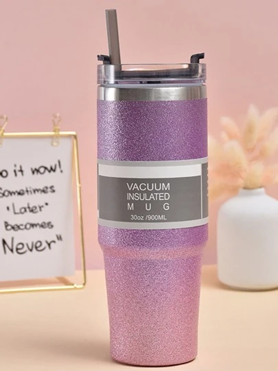 1入組不銹鋼保溫瓶紫色戶外保溫杯