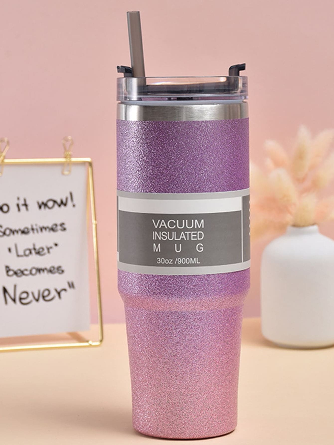 1pc Stainless Steel Insulated Bottle, Purple Vacuum Cup For Outdoor - Purple - View 1
