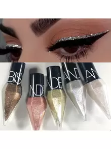 Sombra de ojos con purpurina de diamantes de imitación, 1 pieza impermeable, lentejuelas de color oro rosa plateado, delineador de ojos de larga duración, sombra de ojos, maquillaje Y2K, cosméticos de belleza