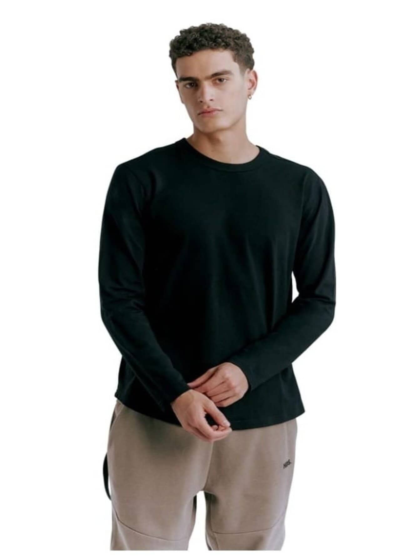 Playera basica manga larga negro - Negro - Ver 1