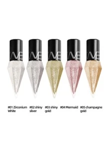 Sombra de ojos con purpurina de diamantes de imitación, 1 pieza impermeable, lentejuelas de color oro rosa plateado, delineador de ojos de larga duración, sombra de ojos, maquillaje Y2K, cosméticos de belleza