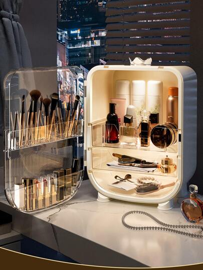 大容量化妆品收纳盒，桌面整理盒，防尘化妆品容器，适用于口红、护肤品、梳妆台，女士礼物，圣诞礼物，女士送礼佳品