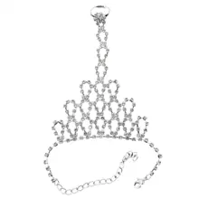 时尚新娘珠宝水钻镶嵌手链，独特手链式设计，皇家派对情人节配饰 - 銀色 - 查看 4