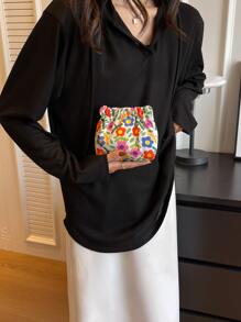 Túi lót túi kiểu mới cho nữ Túi trang điểm họa tiết hoa Túi du lịch Túi xách nhẹ thời trang di động cho kỷ niệm cho quà tặng sinh nhật cho quà tặng cho nhân viên văn phòng cho nam cho nữ Ví du lịch màu cam Hoa dâm bụt cho phụ nữ Ví ví mini Ví ví tiền xu - Nhiều màu - Xem 3