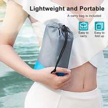 1入藍色海灘毯，79*83英寸大型防沙灘墊，適合3-5位成人，便攜輕便，配有4根釘子，非常適合旅行、海灘、野營、野餐、徒步旅行等活動 - 藍色 - 查看 5