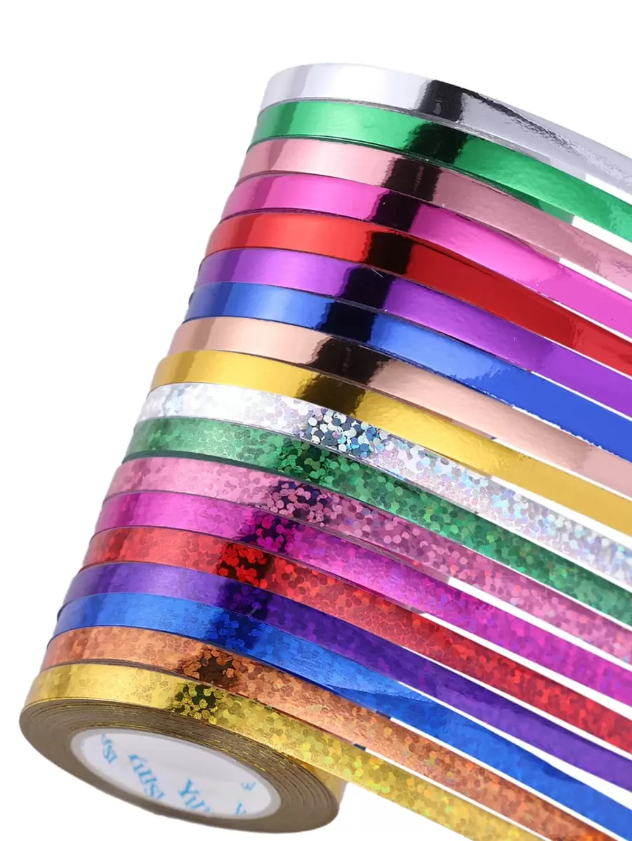 18 卷卷曲丝带，配闪亮金属气球绳，适用于礼品包装、工艺品、婚礼、情人节、生日、派对装饰、圣诞节情人节 - 彩色 - 查看 1