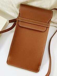 1pc Portable Crossbody Leather Bag Multifunctional Eyeglasses Storage Case - Camel - View 1