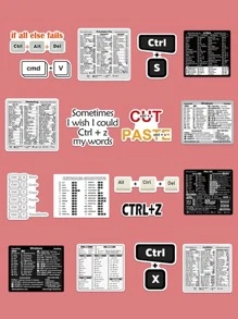 30sheets Keyboard Shortcut Sticker Water Resistant Laptop Protective Sticker  Compatible With Macbook - Multicolor - View 1