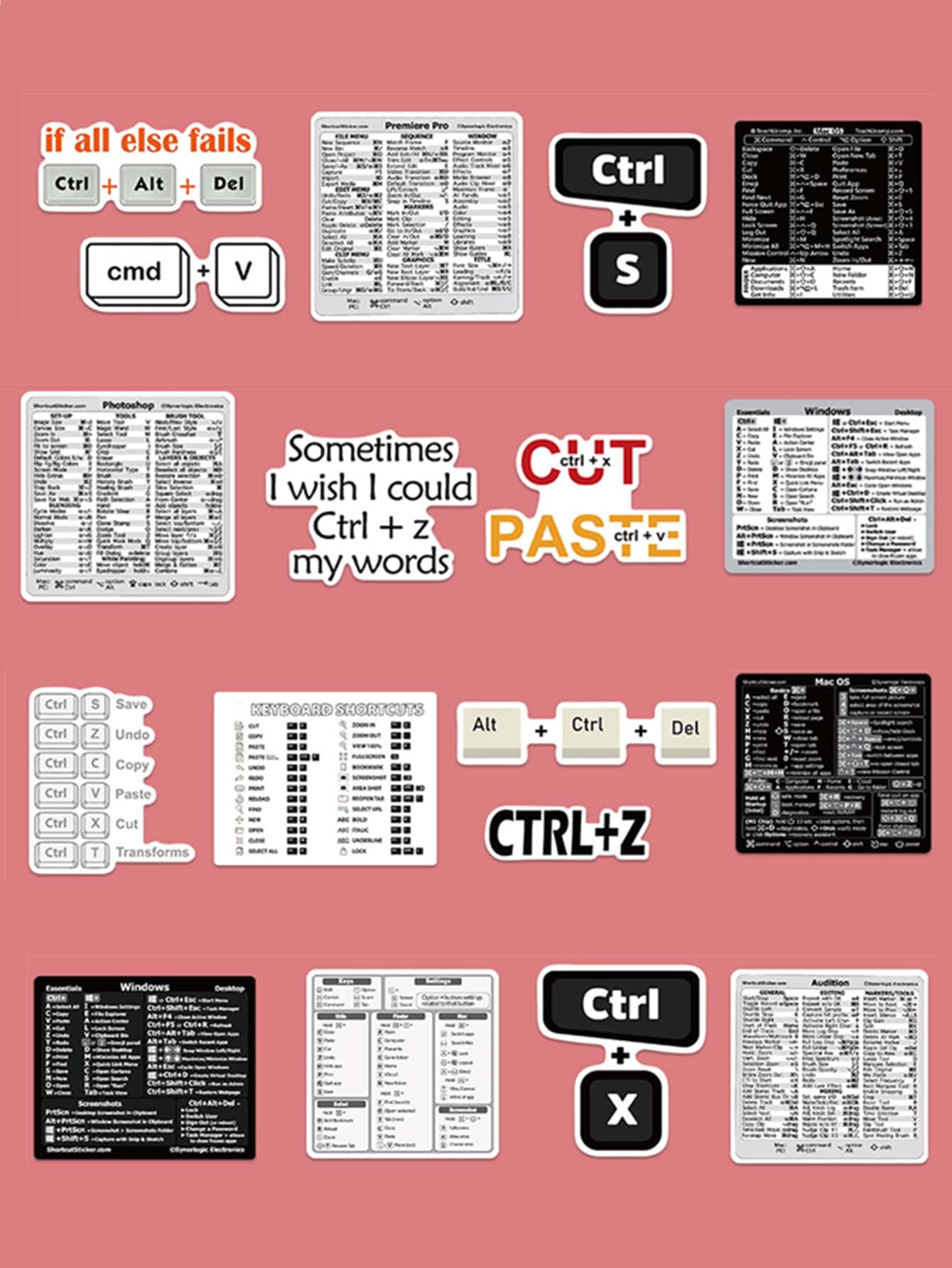 30sheets Keyboard Shortcut Sticker Water Resistant Laptop Protective Sticker  Compatible With Macbook - Multicolor - View 1