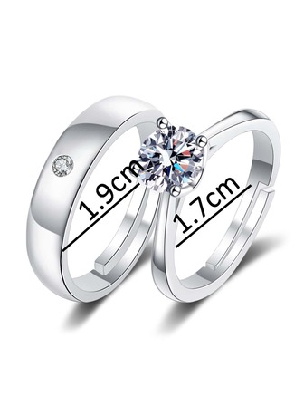 2st/set Snygg Minimalist Par Ringar , Koppar Med Zirkoniumoxid , Justerbar storlek