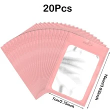 20 个聚酯薄膜全息袋，透明可重新密封防臭铝箔袋包装袋，用于唇彩、珠宝、睫毛和礼品包装，小型企业自封袋（2.75x3.9 英寸）秋季、复活节、圣诞节、情人节