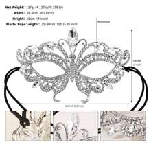 1 件奢华公主水钻装饰眼镜复古欧美风格派对女舞会眼镜礼物万圣节 - 白色 - 查看 1