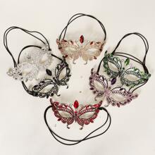 1 件奢华公主水钻装饰眼镜复古欧美风格派对女舞会眼镜礼物万圣节 - 白色 - 查看 3