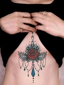 1set/5pcs Temporary Tattoo Stickers For Women's Chest Area - Black - View 2