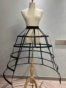 1 buc femei nou panglică de satin gol Birdcage fustă Lolita Cosplay alb-negru Carmen jupon - Negru - Vizualizare 1