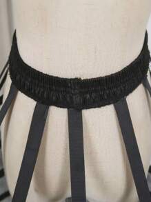 1 buc femei nou panglică de satin gol Birdcage fustă Lolita Cosplay alb-negru Carmen jupon - Negru - Vizualizare 4