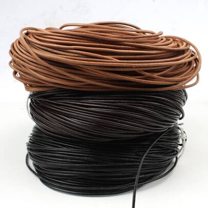 New 3 Color 5M Round Leather 1.5-3.0mm Wide Cowhide Leather Rope DIY For Jewellery Making Bracelet Necklace Fashion Accessories