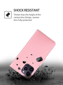 keyunfei علبة حامل بطاقة باللون الوردي قطعة واحدة متوافقة مع هاتف 16 مع إطار صورة ووظيفة محفظة متوافقة مع هواتف Apple 11, 12, 13, 14, 15 Pro Max، Galaxy S21 FE, Y7A, M3 Pro، Redmi Note 12 4G، OnePlus 8T، Realme C11، OPPO RENO 7 4G، Honor X7a