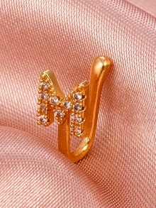 1 Miếng Thời trang Hợp kim kẽm Pha lê Lá thư Vòng mũi giả Đối với phụ nữ Đối với Đồ trang trí Qủa tặng Buổi tiệc - Vàng - Xem 2