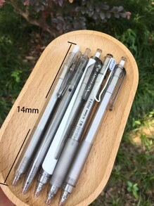 5支裝速乾按動筆,高美感價值,適合學生、書寫、辦公用品 - 灰色 - 查看 6