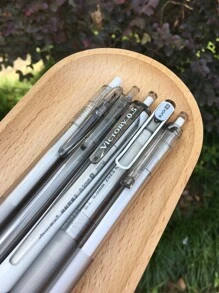 5支裝速乾按動筆,高美感價值,適合學生、書寫、辦公用品 - 灰色 - 查看 5