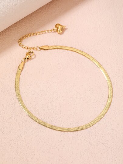 1入組女士們不銹鋼顏色蛇骨鏈式腳鏈鈦鋼鏈式腳鏈