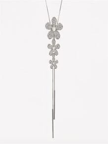 Mặt dây chuyền phụ kiện quần áo đa năng thiết kế ba bông hoa sáng tạo xuyên biên giới mới dành cho phụ nữ, dây chuyền dài áo len ngày lễ tình nhân - trắng - Xem 3