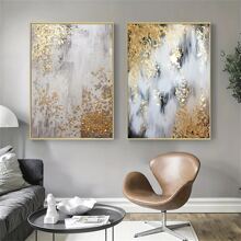 2入組無框抽象豪華海報帆布畫牆壁藝術現代金色印刷品適合家庭客廳牆壁裝飾室內房間設計圖片無框 - 彩色 - 查看 1