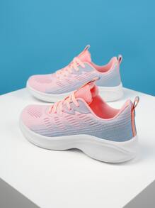 女士撞色前綁帶跑步鞋,運動戶外運動鞋 - 粉色 - 查看 3