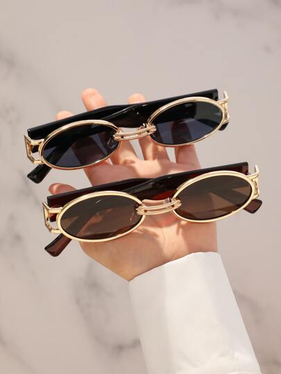 2pcs Plastic Classic Oval Women Popular Design Glasses Combination For Street-Photography Beach Party Musical Festival Vacation Outfits Accessories For Summer Beach Vacation,Outdoor,Travel