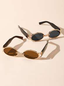 2pcs Plastic Classic Oval Women Popular Design Glasses Combination For Street-Photography Beach Party Musical Festival Vacation Outfits Accessories For Summer Beach Vacation,Outdoor,Travel - Multicolor - View 5