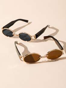 2pcs Plastic Classic Oval Women Popular Design Glasses Combination For Street-Photography Beach Party Musical Festival Vacation Outfits Accessories For Summer Beach Vacation,Outdoor,Travel - Multicolor - View 4