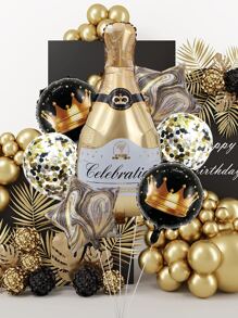 7 cái/bộ 18 * 35 inch bóng bay chai rượu vang 18 inch bóng bay vương miện màu đen bóng bay ngôi sao năm cánh bóng bay giấy vụn sinh nhật cho bữa tiệc hoặc 1 quả bóng bay chai rượu vang cho bữa tiệc sinh nhật, Giáng sinh - Nhiều màu - Xem 3